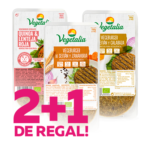 2+1 de Regal Vegeburguer (quinoa i llentia vermella, seità i pastanaga, seità i carbassa)