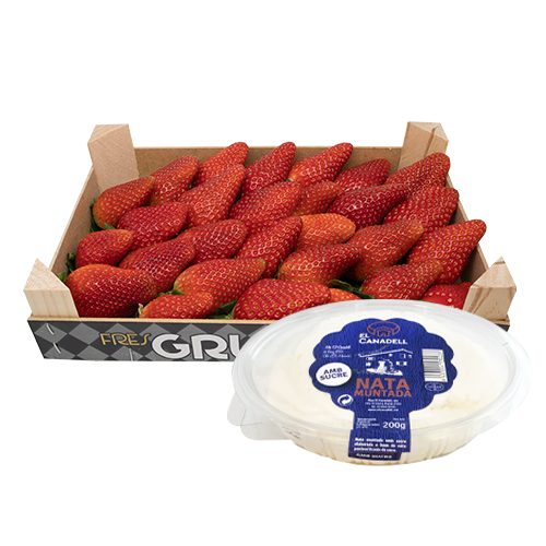Pack Maduixot de Huelva 1kg + Nata Muntada amb sucre El Canadell