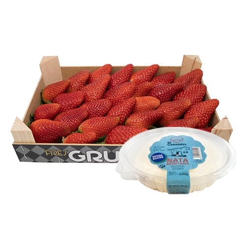 Pack Maduixot de Huelva 1kg + Nata Muntada sense sucre El Canadell
