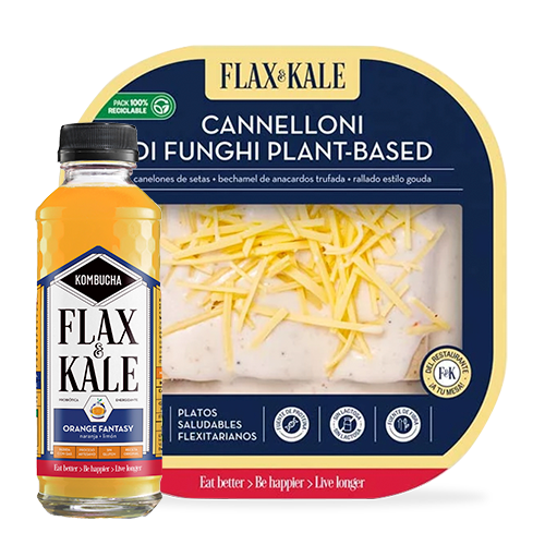 Pack Cannelloni de Bolets Vegà + Kombutxa Orange Fantasy Flax & Kale 