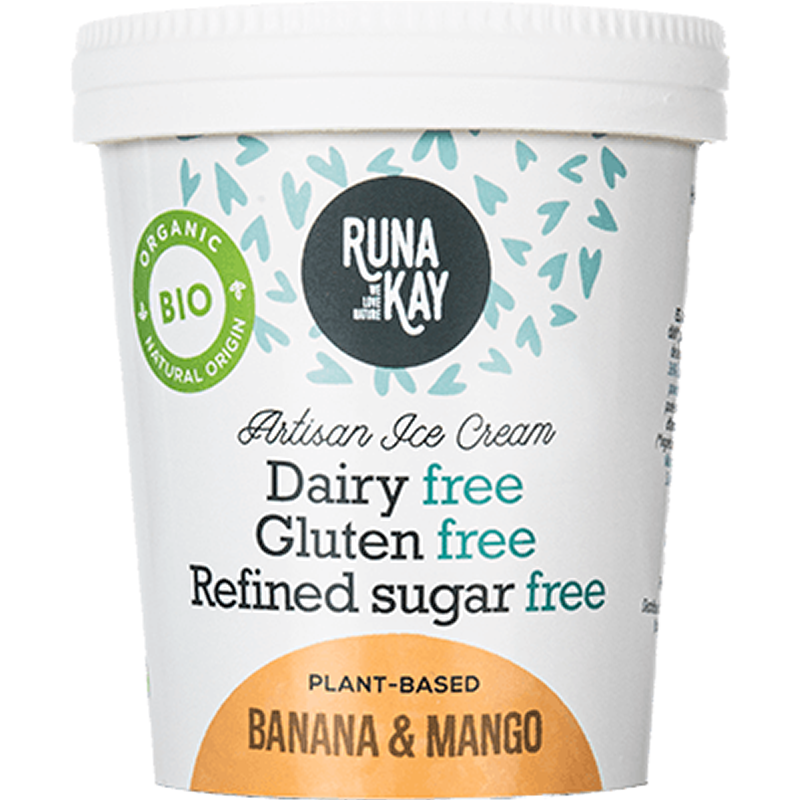 Helado Vegano Banana y Mango Bio 460ml Runa Kay