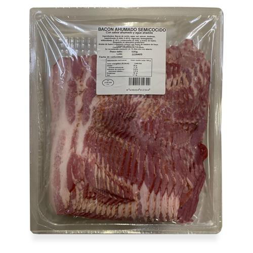 Bacon Semicocido Ahumado S/Piel Rodajas 500g Subirats 