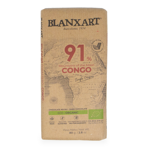 Xocolata Premium Negra 91% Congo Bio 80g Blanxart