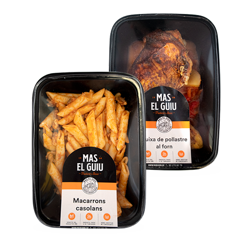 Menú (Macarrons Casolans + Cuixa Pollastre Forn)