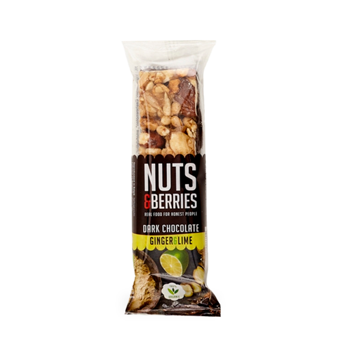 Barreta Xocolata, Gingebre i Llima 40g Nuts & Berries