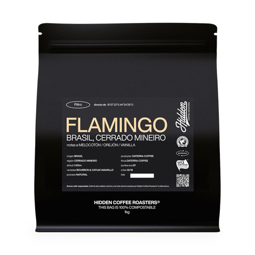 Café de Especialidad en Grano Flamingo (Brasil) 1kg Hidden Coffee Roasters