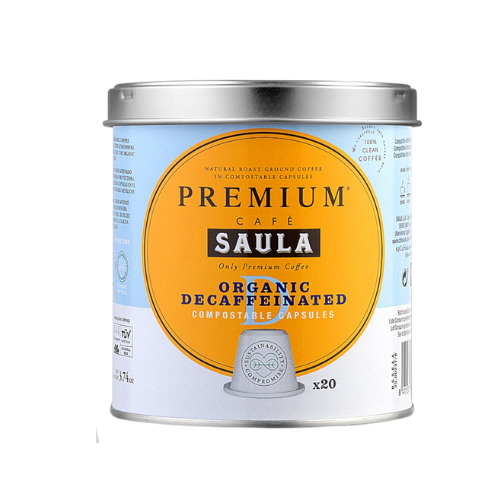 Cafè Càpsules Premium Descafeïnat Bio Llauna 20u Saula