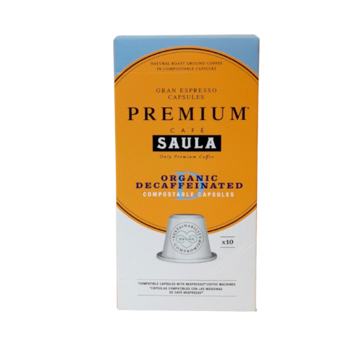 Cafè Càpsules Premium Descafeïnat Bio Caixa 10u Saula