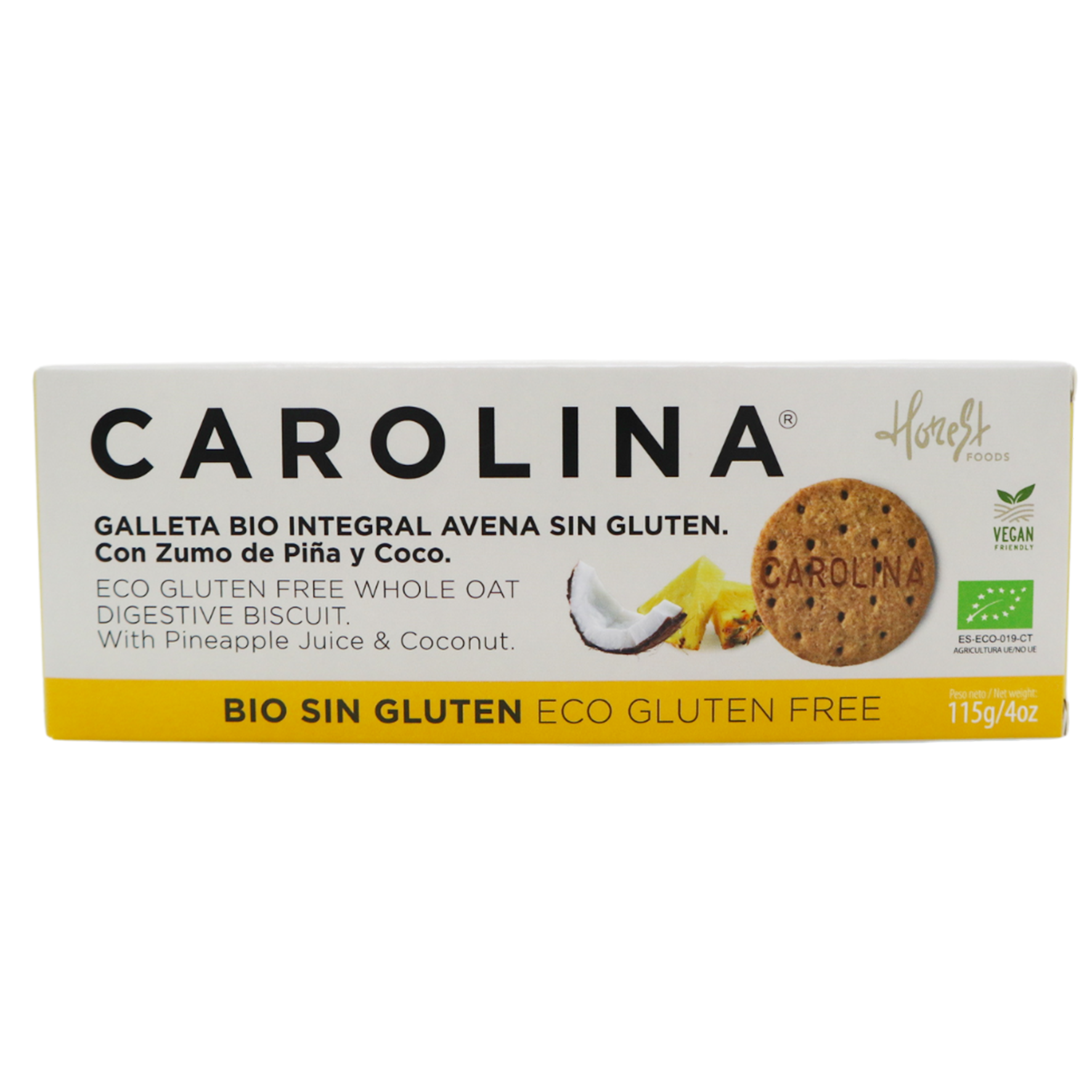 Galeta Civada, Pinya i Coco S/Gluten Bio 115g Carolina