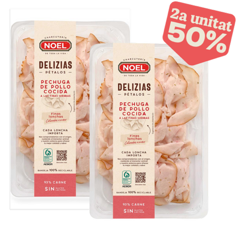 2a u. al 50% Pètals Delizias Pit de pollastre Cuit a les Fines Herbes 90g Noel